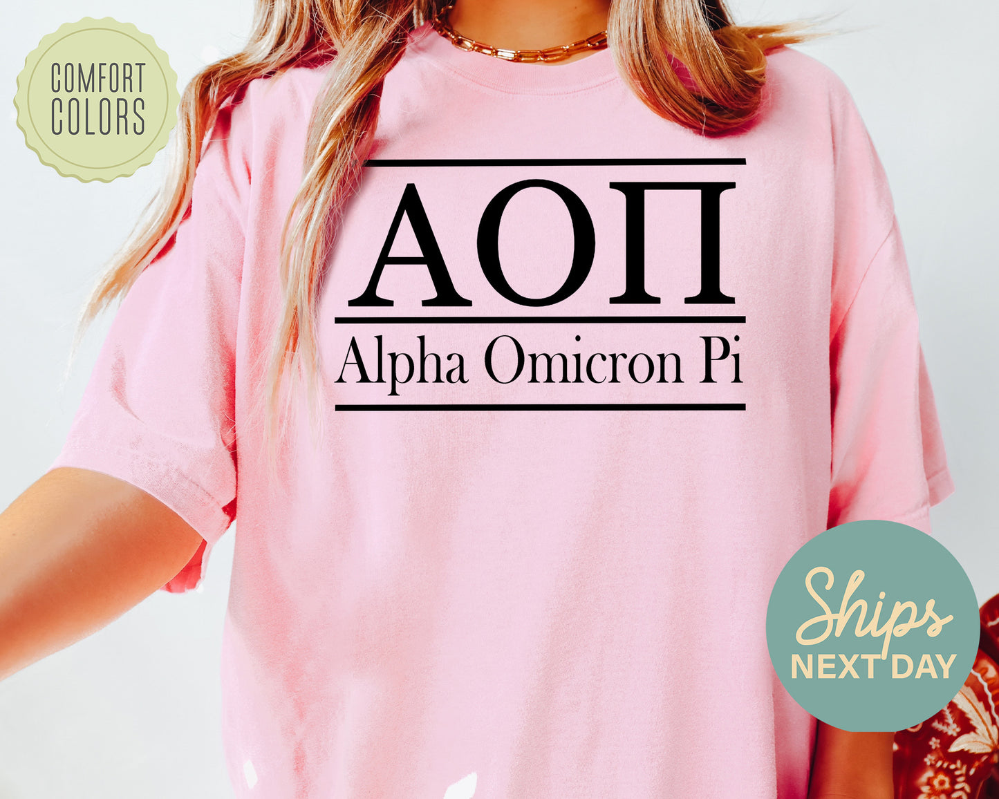 Alpha Omicron Pi Bold Statement Comfort Colors Sorority T-shirt _ 288g