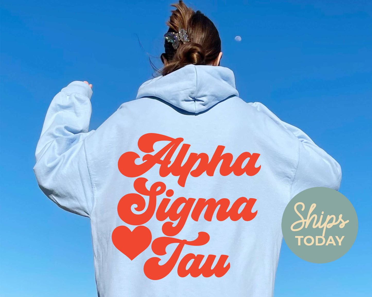 Alpha Sigma Tau Red Heart Sorority Hoodie _ 33353g
