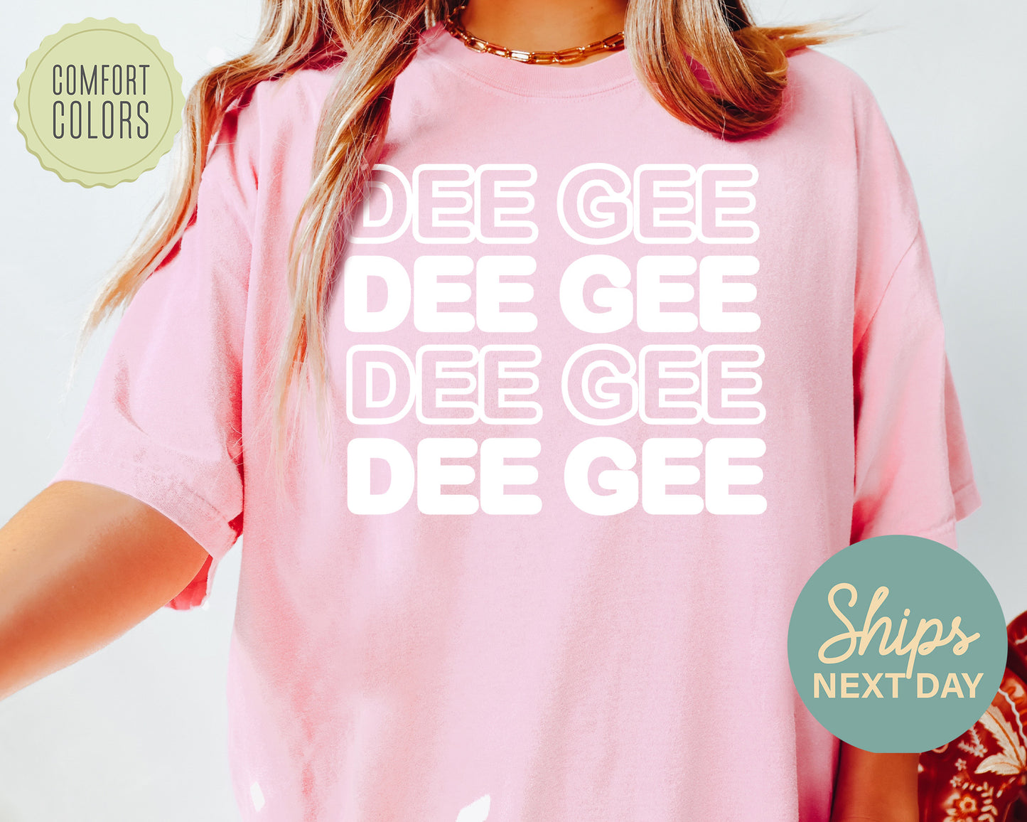 Delta Gamma Bold Bubble Letter Comfort Colors Sorority T-shirt _ 2223g