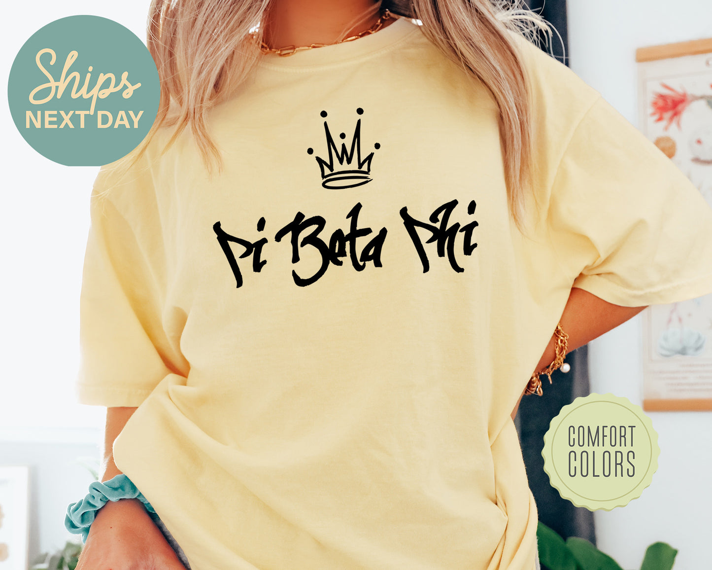 Pi Beta Phi Queen Comfort Colors Sorority T-shirt _ 2467g