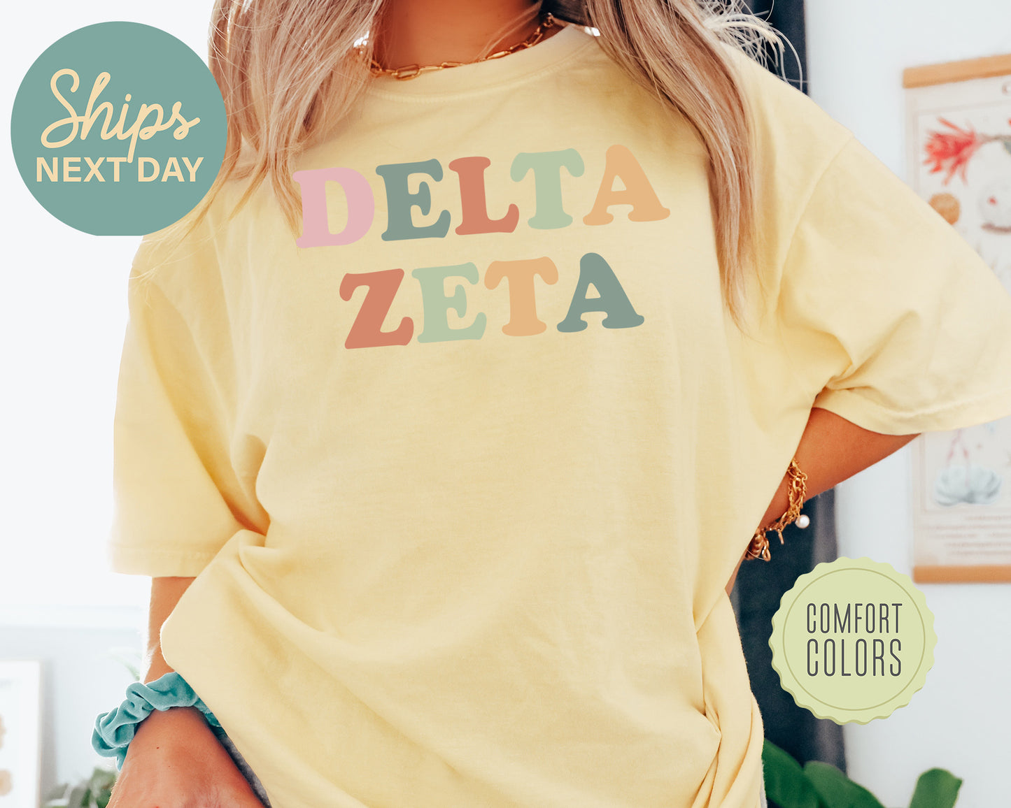 Delta Zeta Bright and Proud Comfort Colors Sorority T-shirt _ 427g