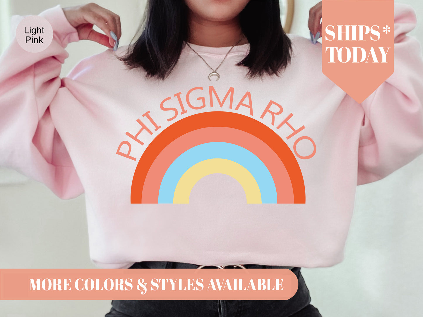 Phi Sigma Rho Colorful Rainbow Sorority Sweatshirt _ 3462g