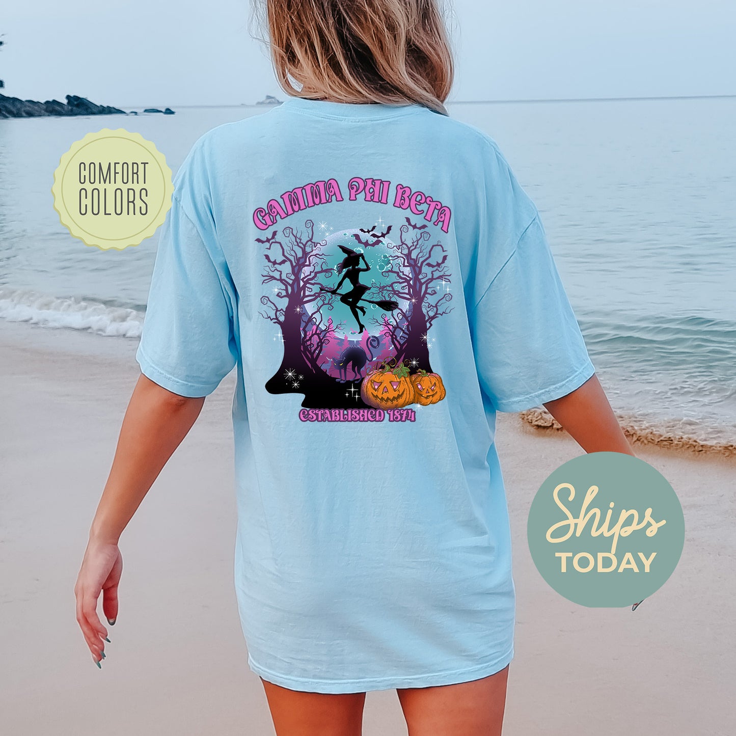 Gamma Phi Beta Halloween Witch Comfort Colors Sorority T-shirt _ 36240g