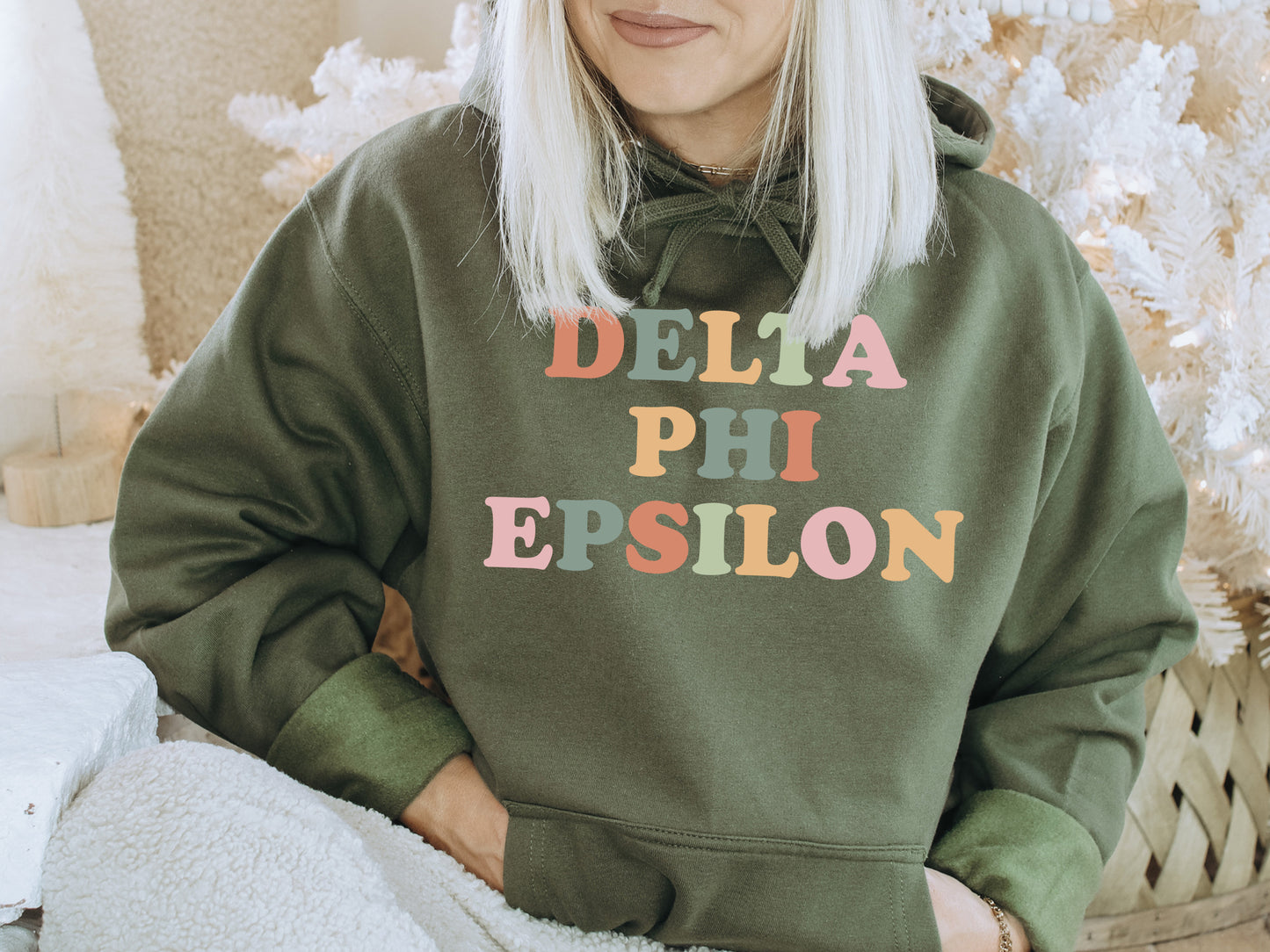 Delta Phi Epsilon Bright and Proud Sorority Hoodie _ 426g