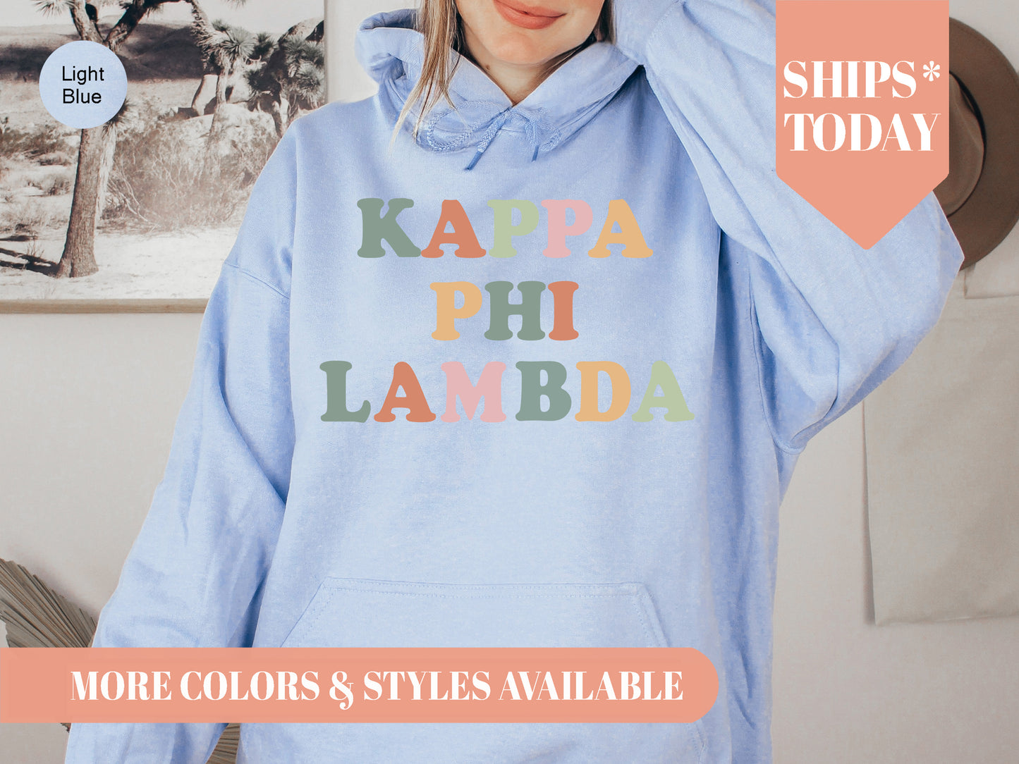 Kappa Phi Lambda Bright and Colorful Sorority Hoodie _ 3474g