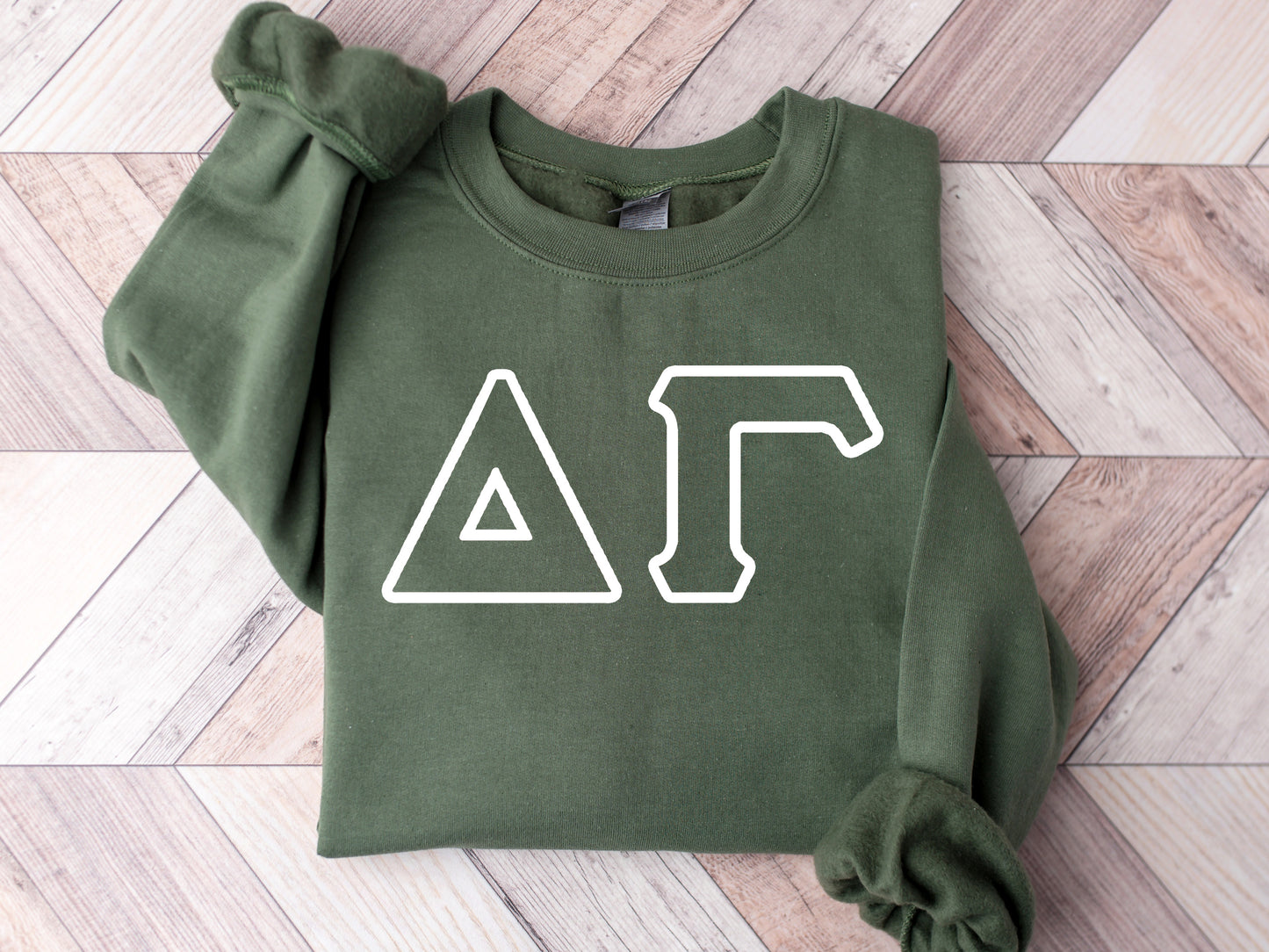 Delta Gamma White Letter Outline Sorority Sweatshirt _ 30802g