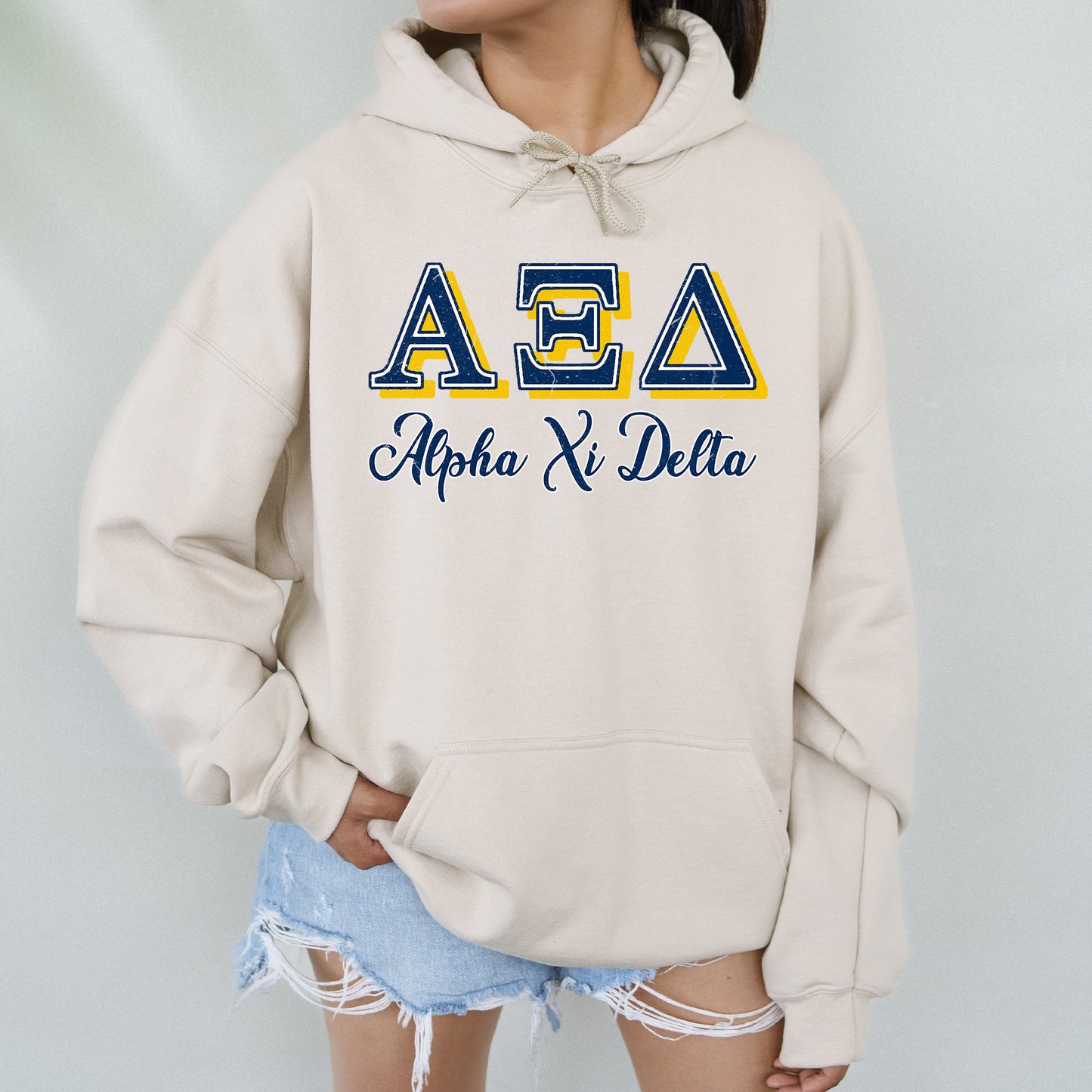 Alpha Xi Delta Greek Colors Sorority Hoodie _ 36077g