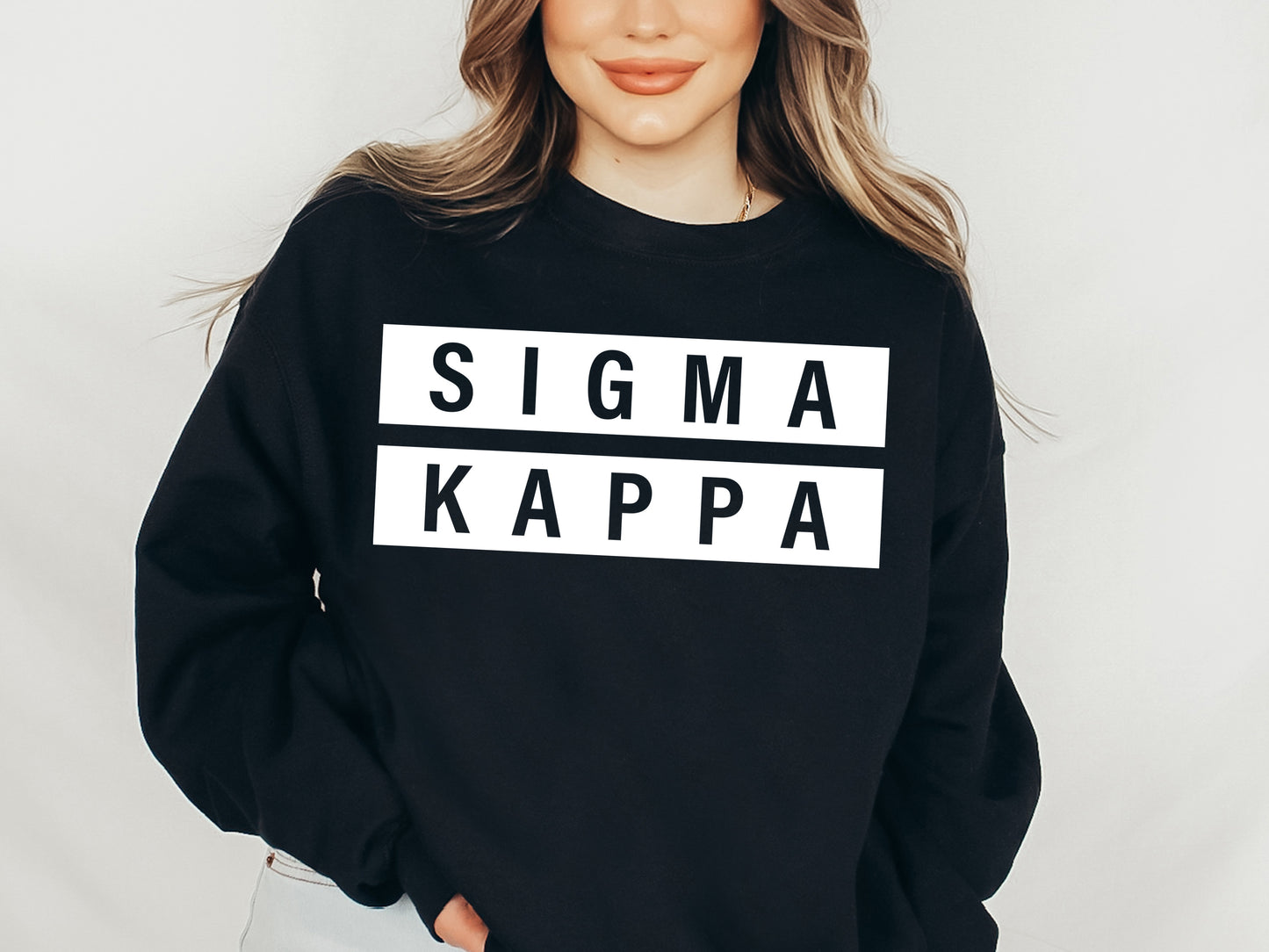 Sigma Kappa Faded White Box Sorority Sweatshirt _ 3355g