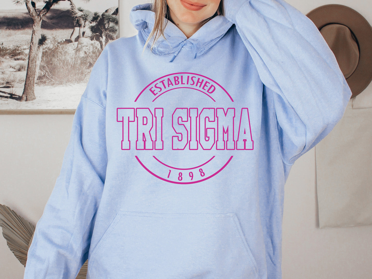 Sigma Sigma Sigma Pink Stamp Sorority Hoodie _ 74g