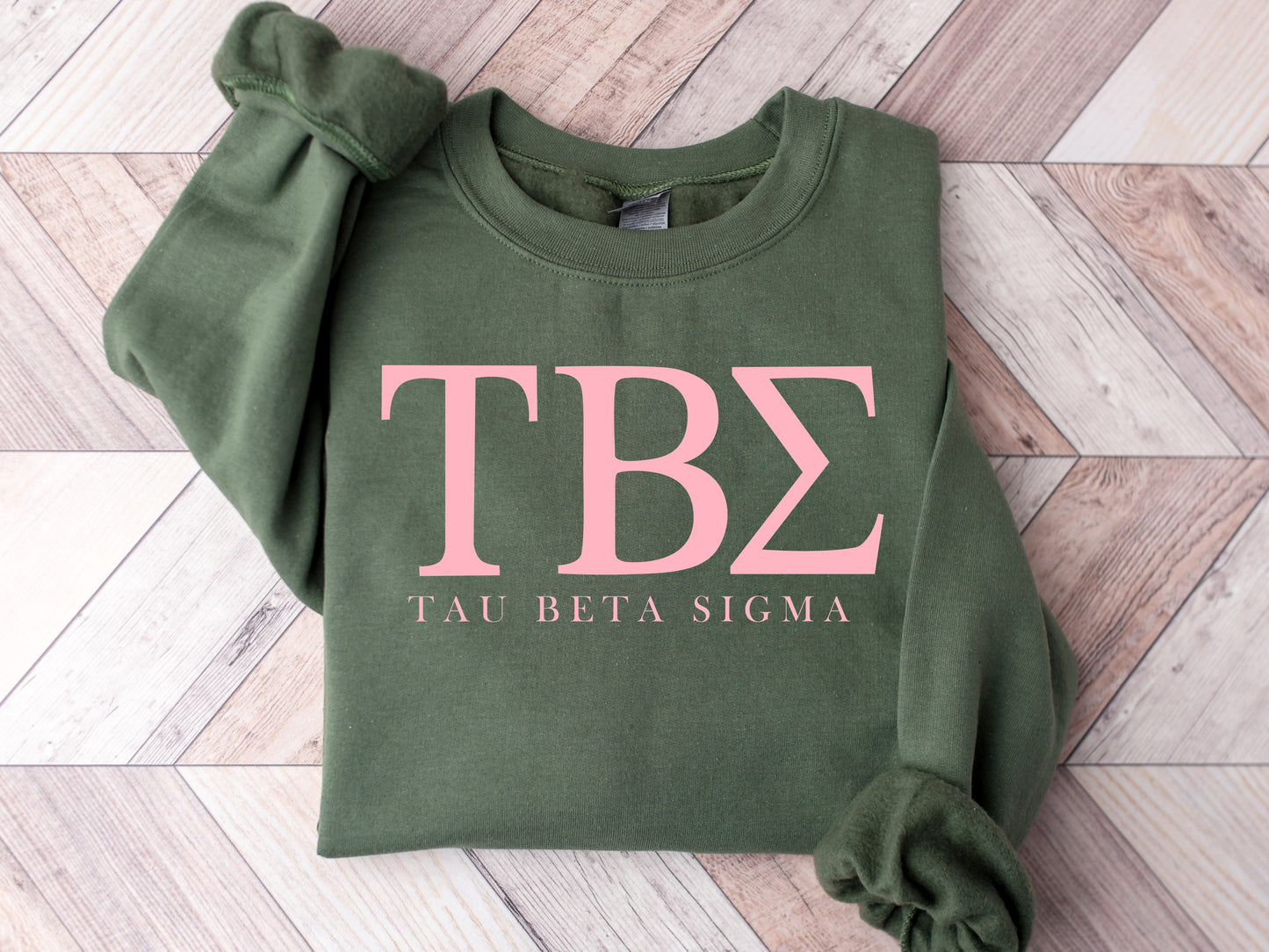 Tau Beta Sigma Pink Letter Sorority Sweatshirt _ 3494g