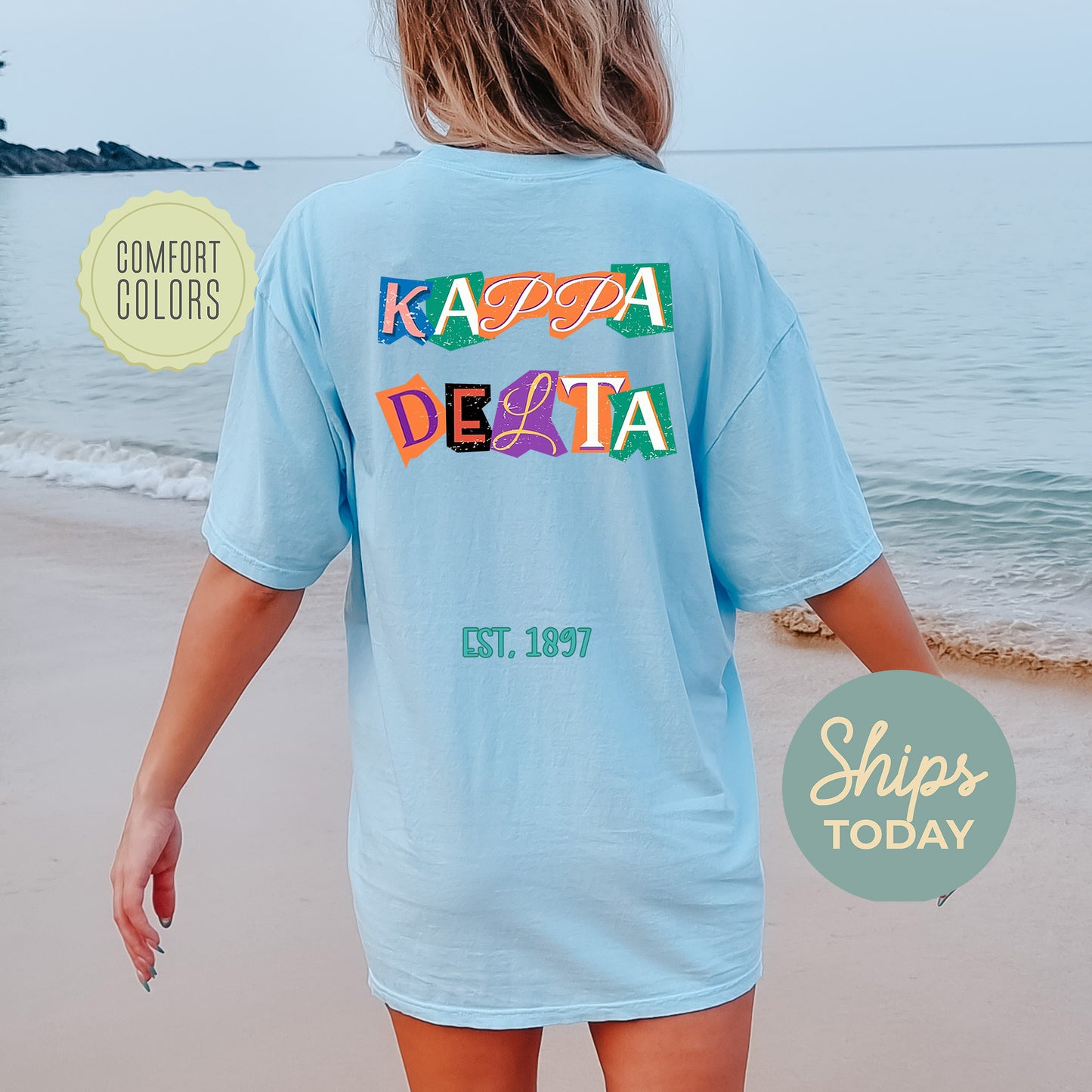 Kappa Delta Letter Cuts Comfort Colors Sorority T-shirt _ 35903g