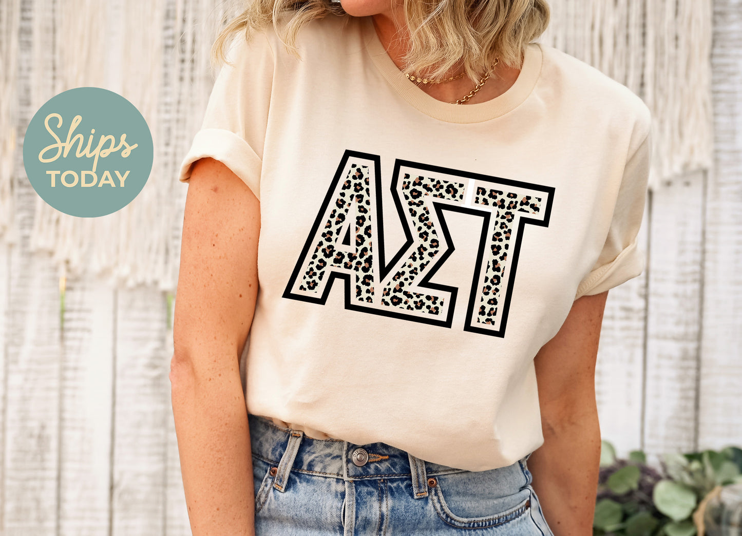 Alpha Sigma Tau Safari Style Letters Sorority T-shirt _ 30442g