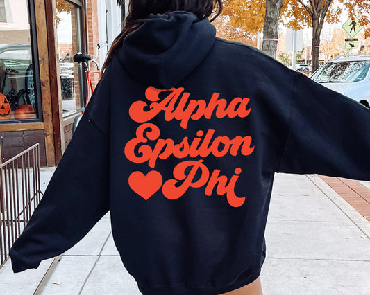 Alpha Epsilon Phi Red Heart Sorority Hoodie _ 33348g
