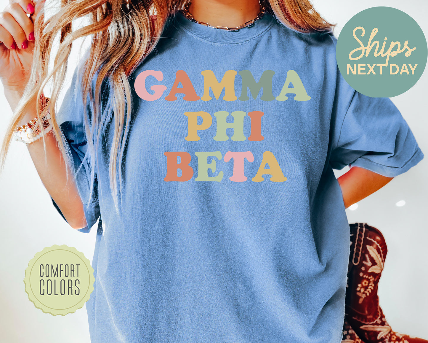 Gamma Phi Beta Bright and Proud Comfort Colors Sorority T-shirt _ 428g
