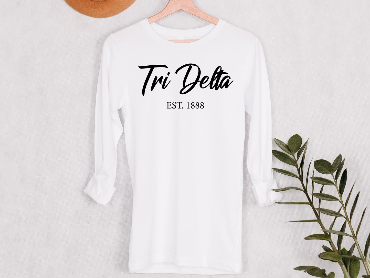 Delta Delta Delta Black Flowy Sorority Long Sleeve T-shirt _ 87g