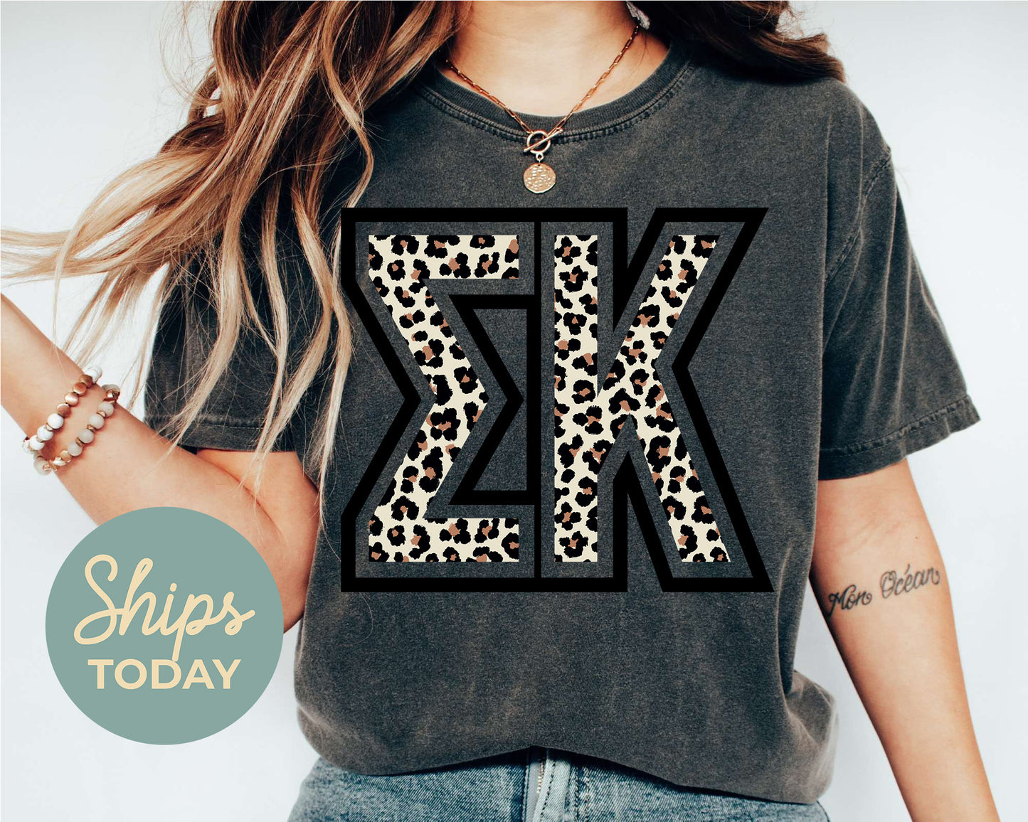 Sigma Kappa Safari Style Letters Sorority T-shirt _ 30457g