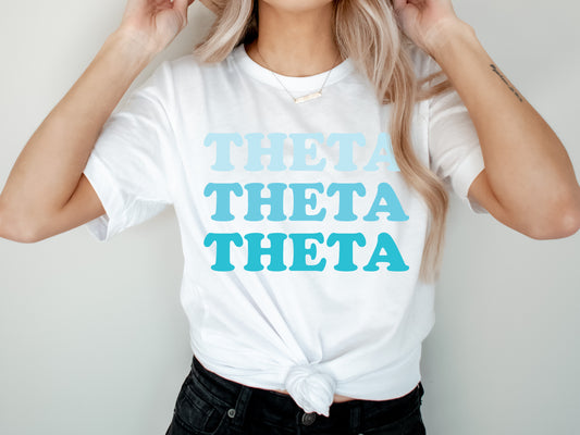 Kappa Alpha Theta Touch of Blue Sorority T-shirt _ 2592g