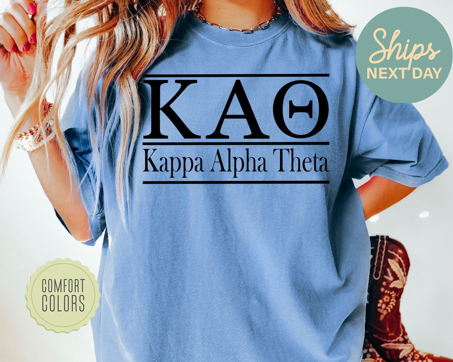 Kappa Alpha Theta Bold Statement Comfort Colors Sorority T-shirt _ 299g