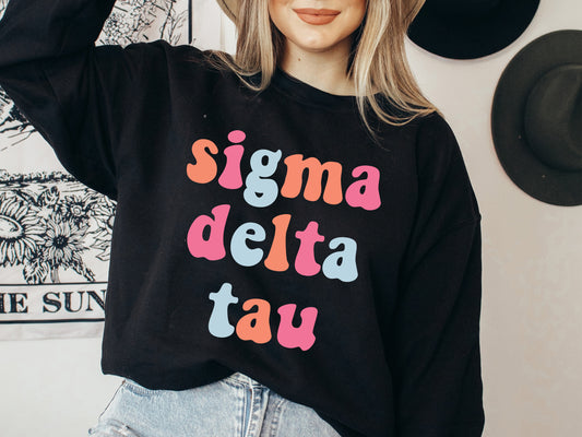 Sigma Delta Tau Vividly Vibrant Sorority Sweatshirt _ 3170g
