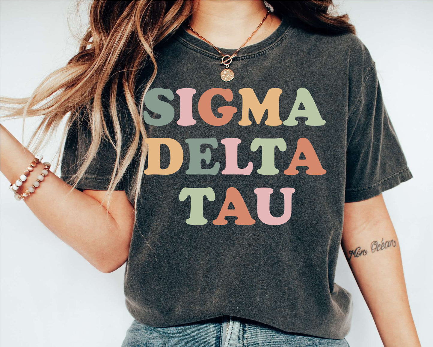 Sigma Delta Tau Bright and Proud Sorority T-shirt _ 435g