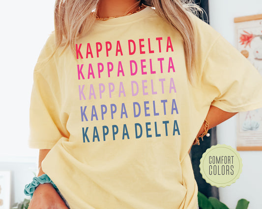 Kappa Delta Bright and Stacked Comfort Colors Sorority T-shirt _ 16g