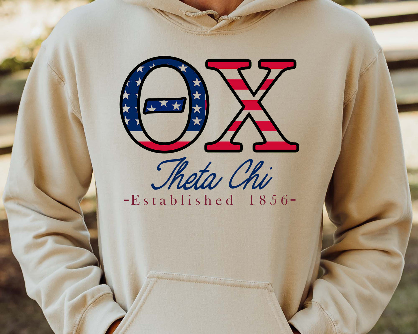 Theta Chi American Flag Letters Fraternity Hoodie _ 1181g