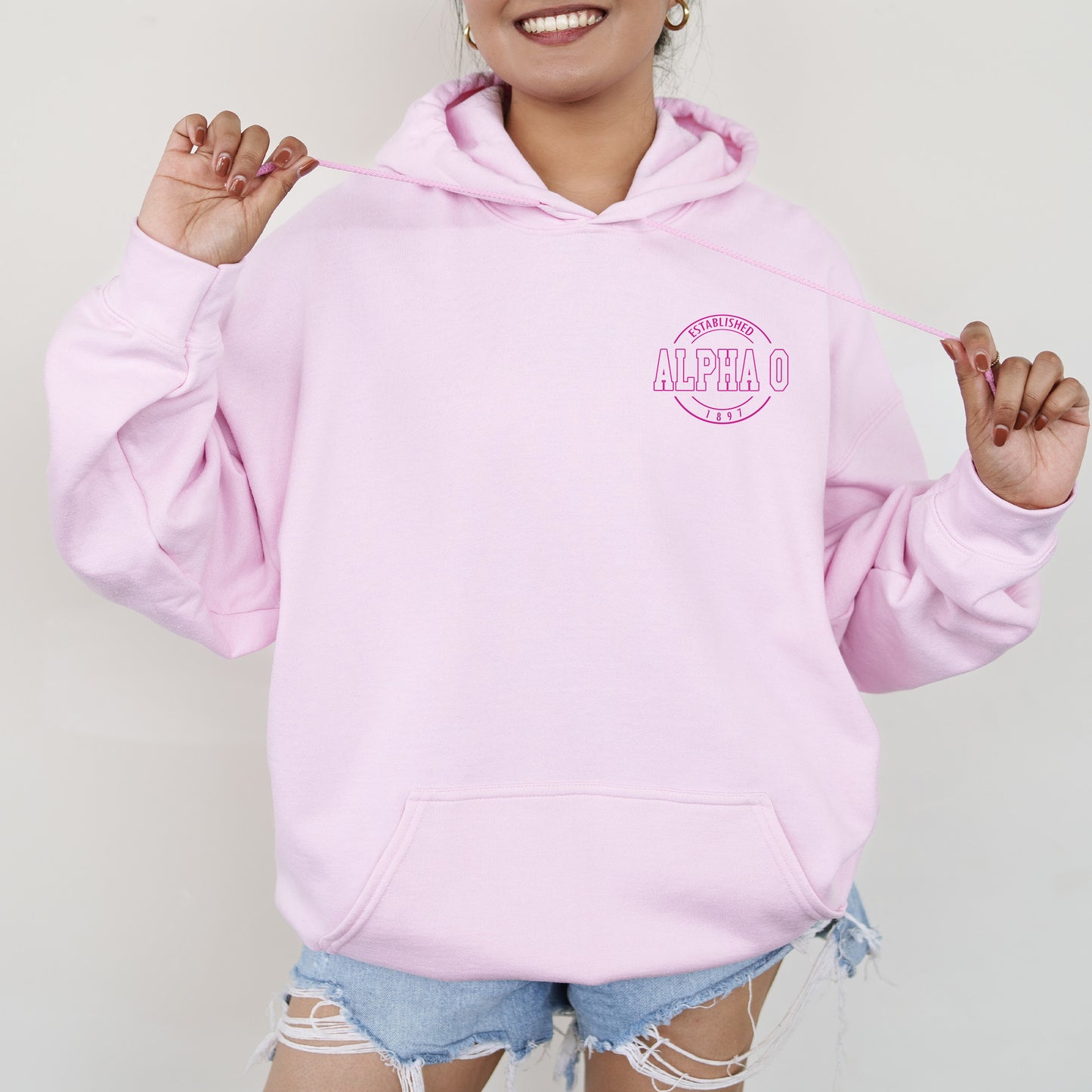 Alpha Omicron Pi Stamped Sorority Hoodie _ 39115g