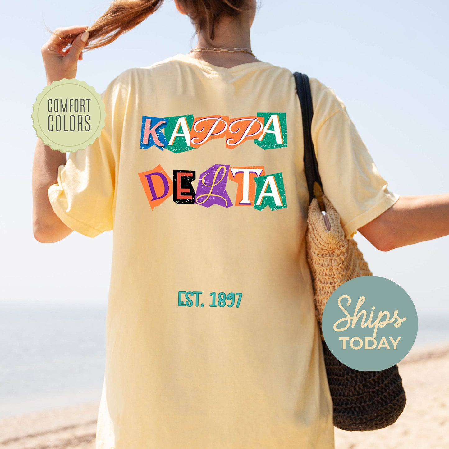 Kappa Delta Letter Cuts Comfort Colors Sorority T-shirt _ 35903g