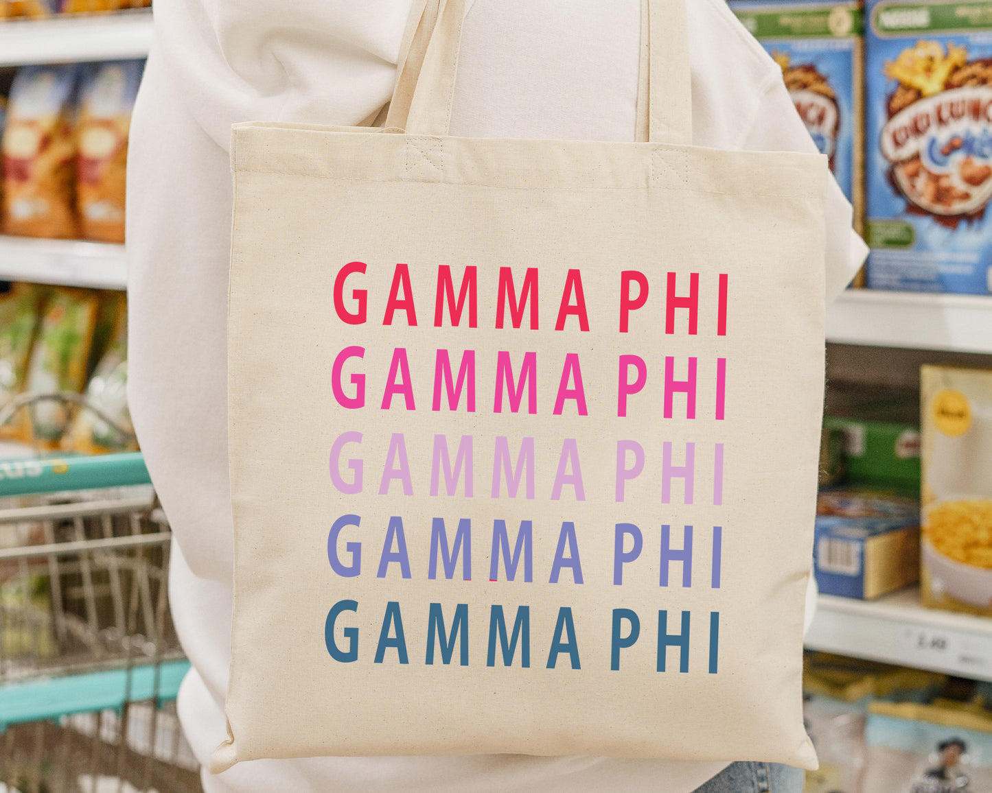 Gamma Phi Beta Bright and Stacked Sorority Tote Bag _ 34399g
