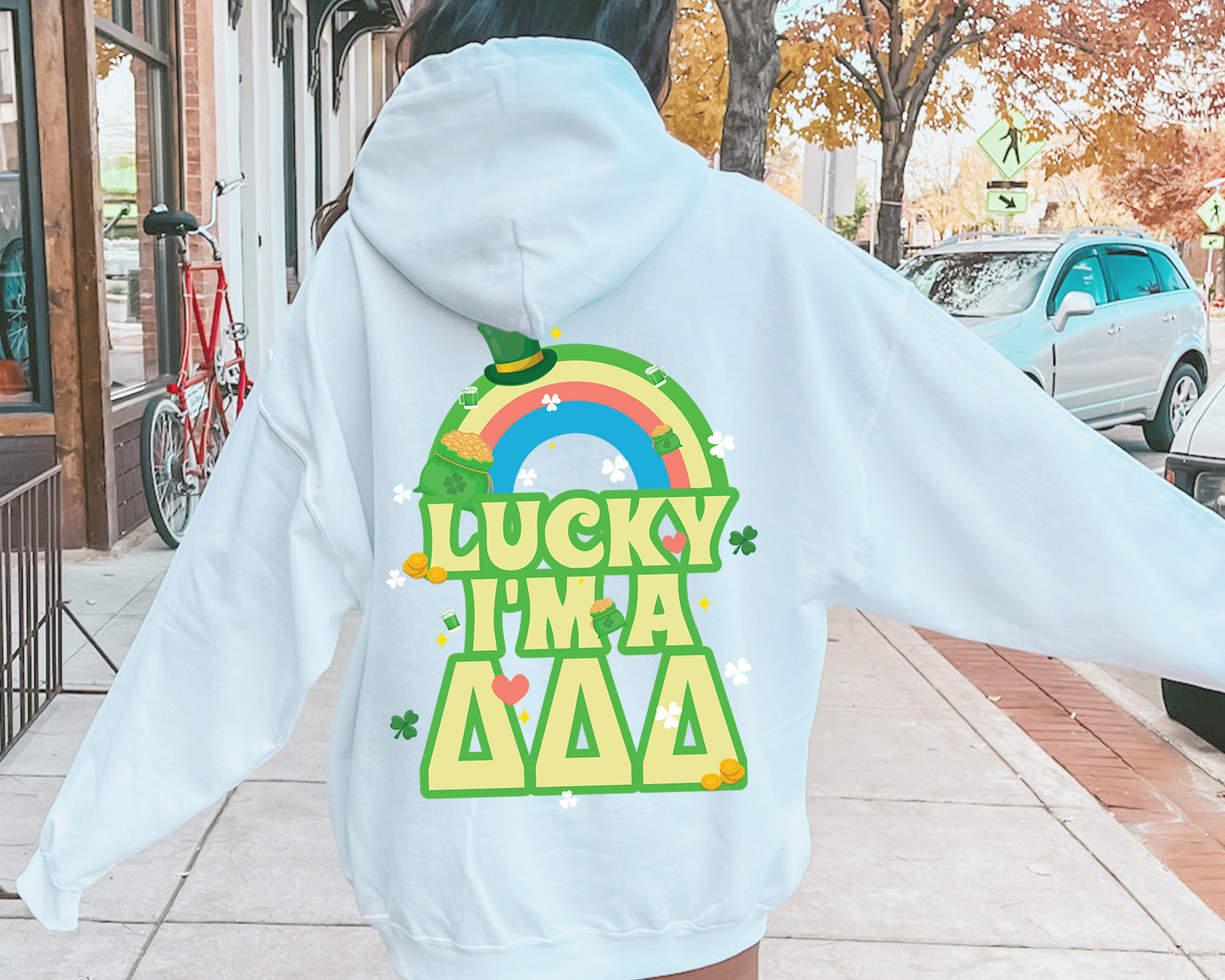 Delta Delta Delta Lucky Rainbow Sorority Hoodie _ 32878g