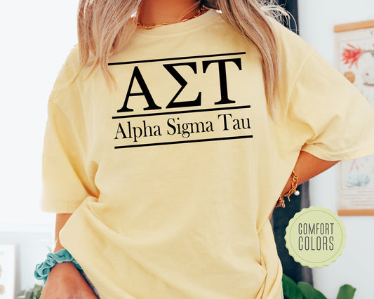 Alpha Sigma Tau Bold Statement Comfort Colors Sorority T-shirt _ 291g