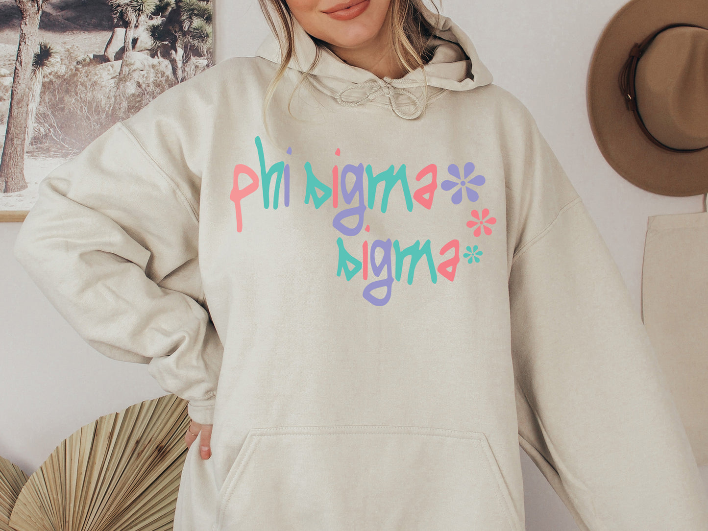 Phi Sigma Sigma Colorful Floral Sorority Hoodie _ 2622g