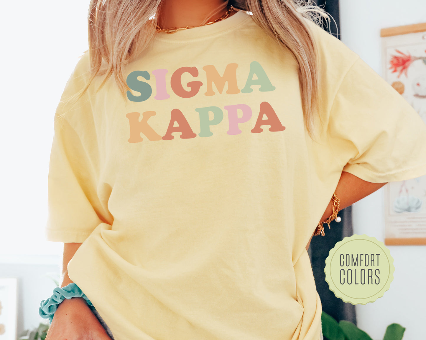 Sigma Kappa Bright and Proud Comfort Colors Sorority T-shirt _ 436g