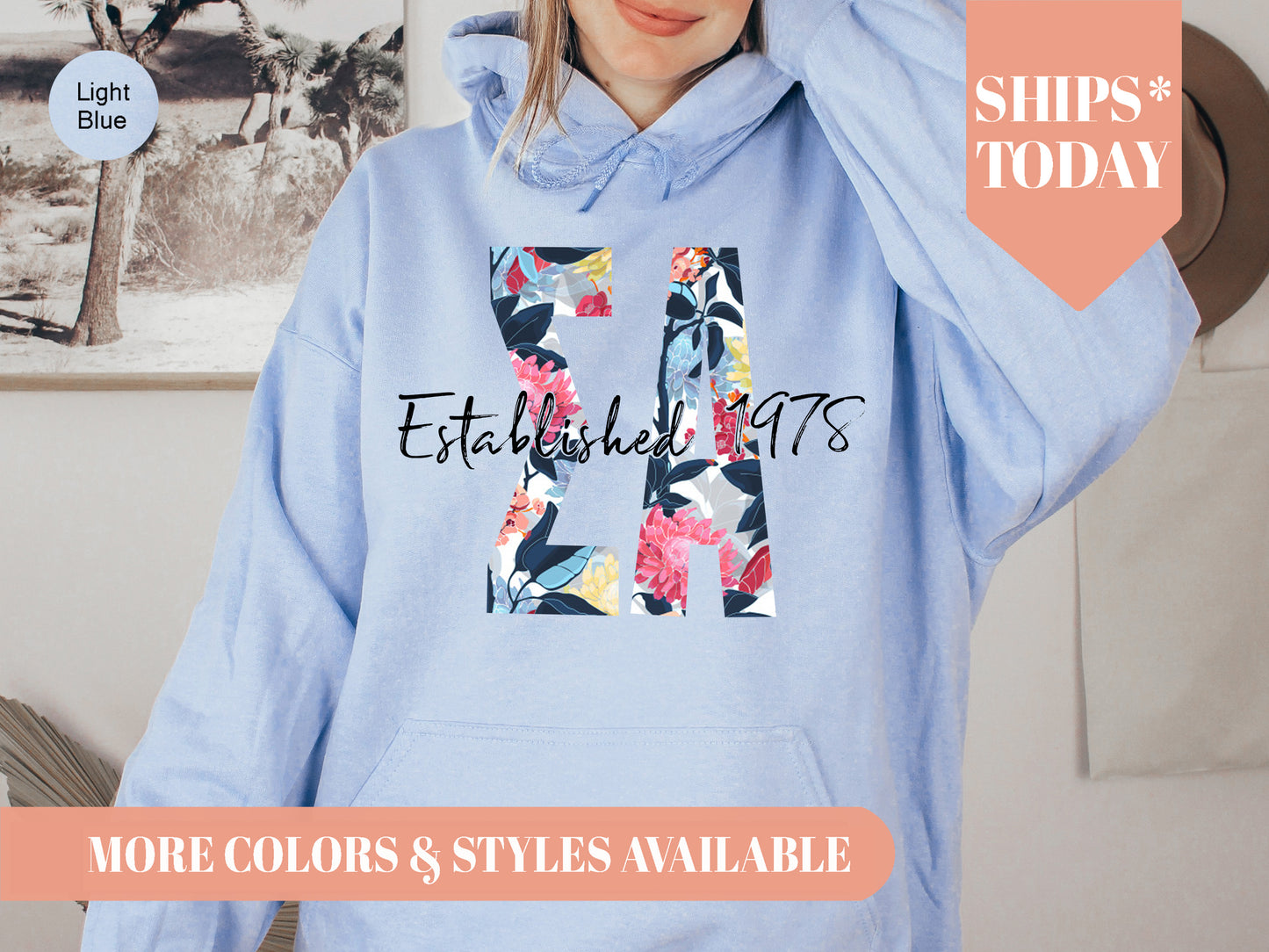 Sigma Alpha Floral Block Sorority Hoodie _ 3519g