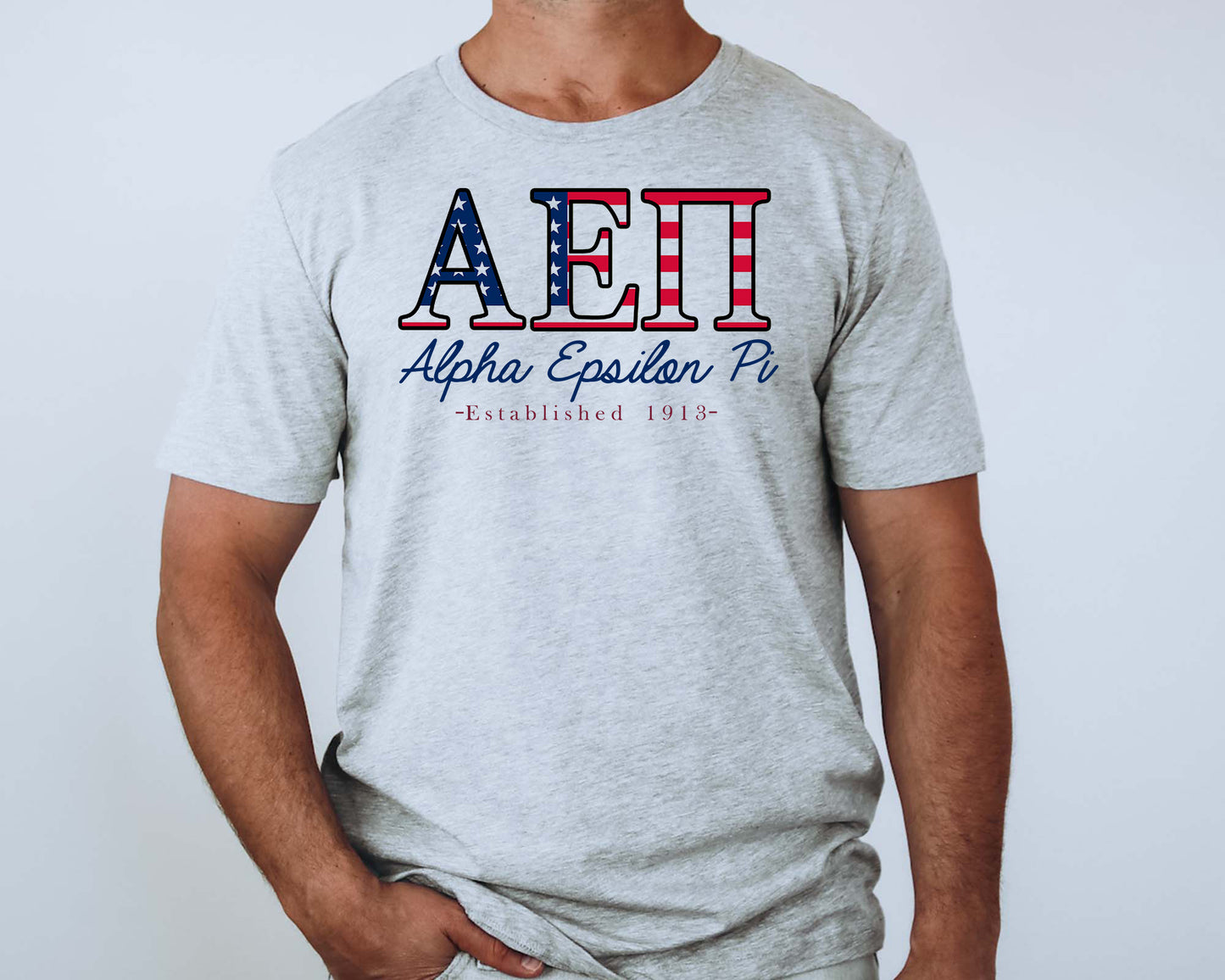 Alpha Epsilon Pi American Flag Letters Fraternity T-shirt _ 1155g