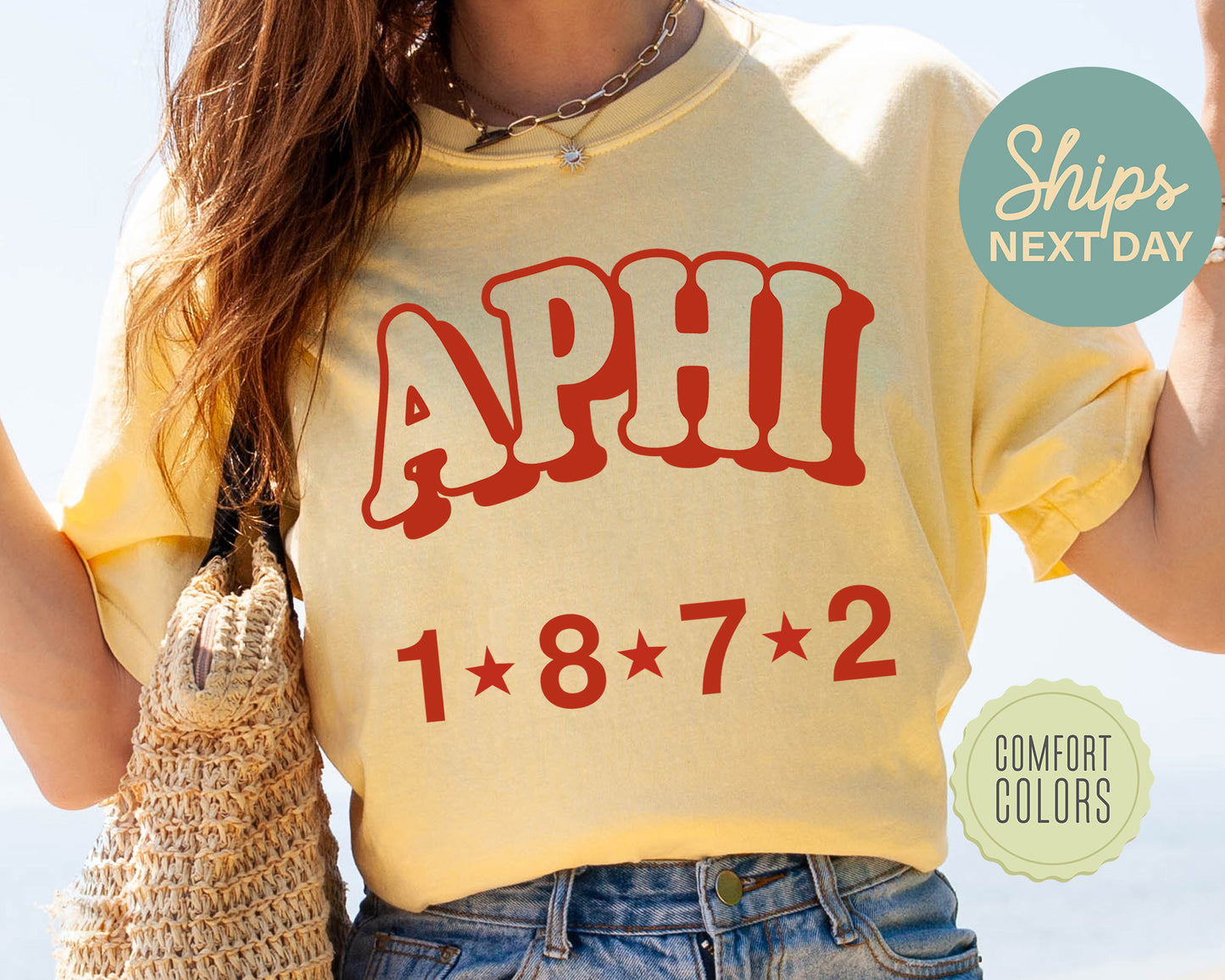 Alpha Phi Red Arch Comfort Colors Sorority T-shirt_ 367g