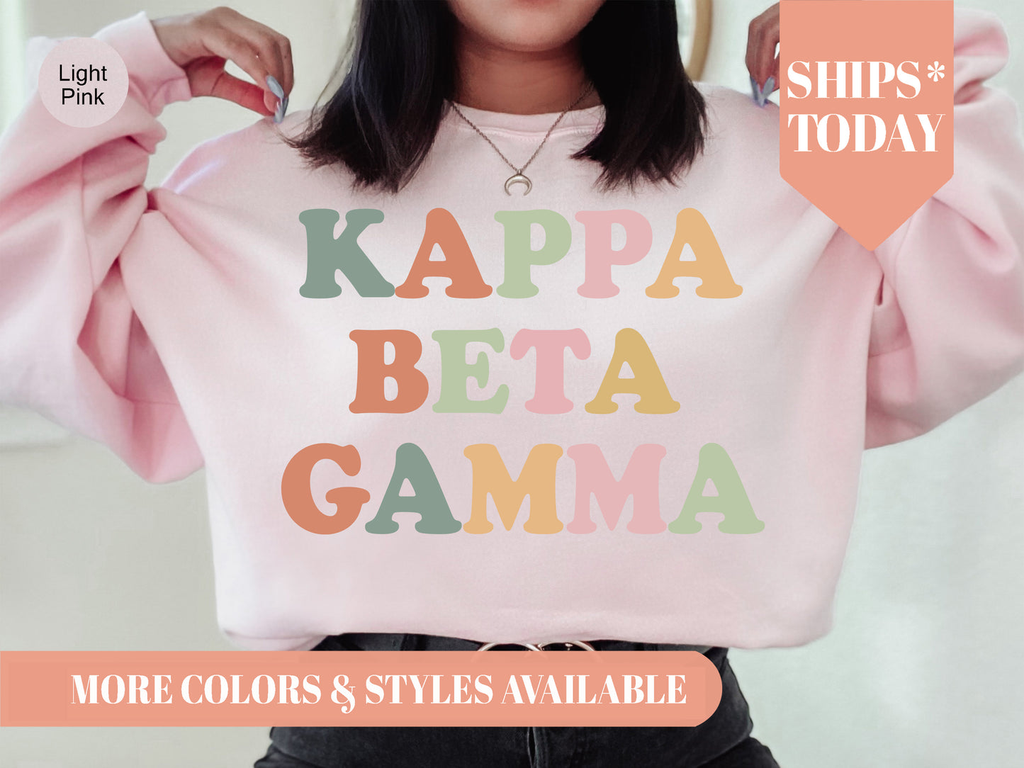 Kappa Beta Gamma Bright and Colorful Sorority Sweatshirt _ 3472g