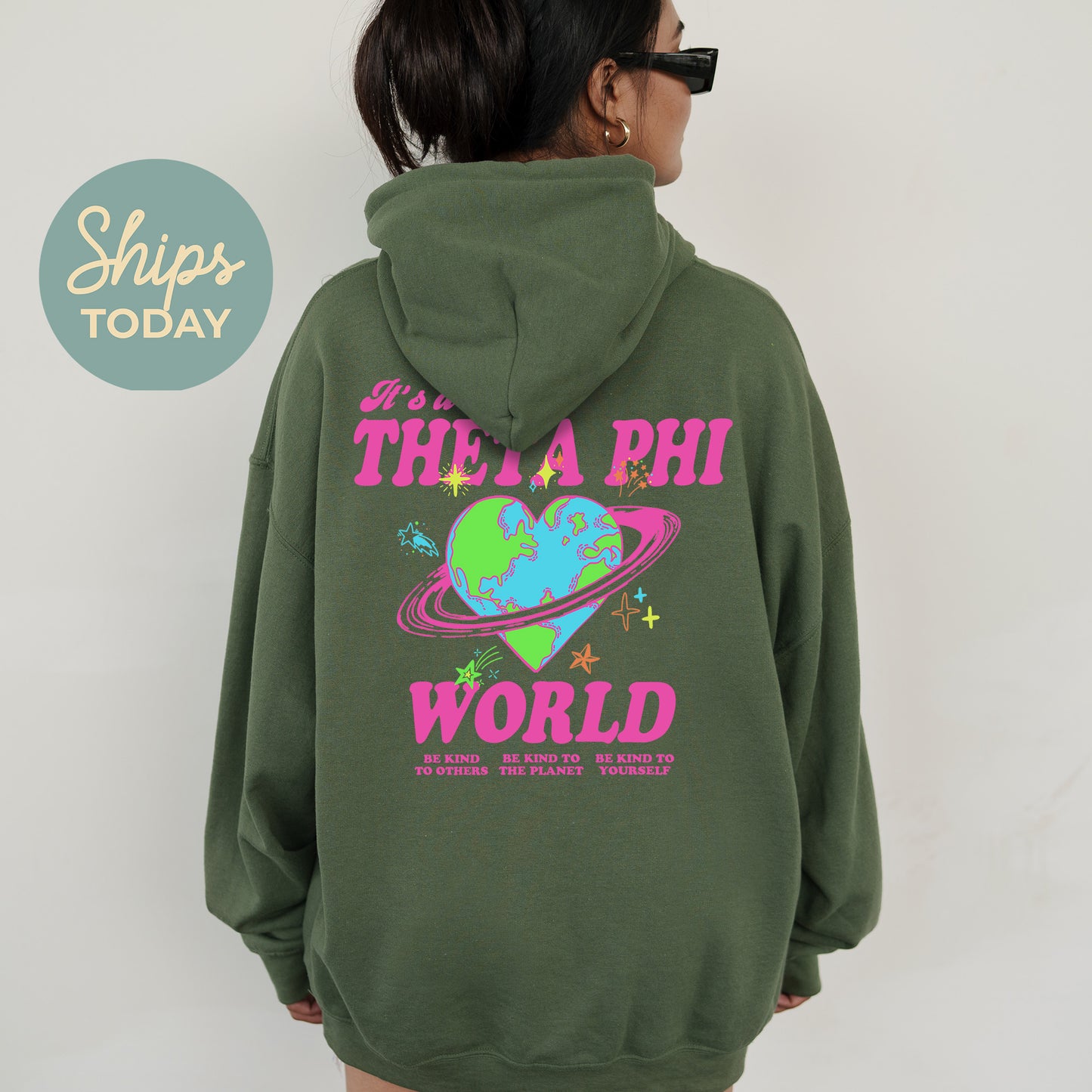 Theta Phi Alpha Pink Planet Sorority Hoodie _ 34254g