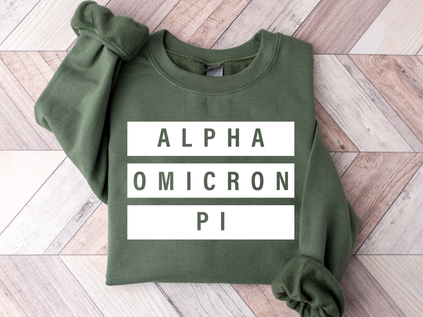 Alpha Omicron Pi Faded White Box Sorority Sweatshirt _ 3337g