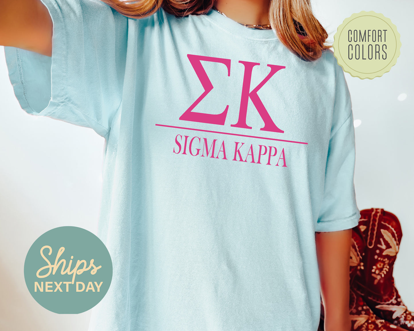 Sigma Kappa Loud Letters Comfort Colors Sorority T-shirt _ 488g
