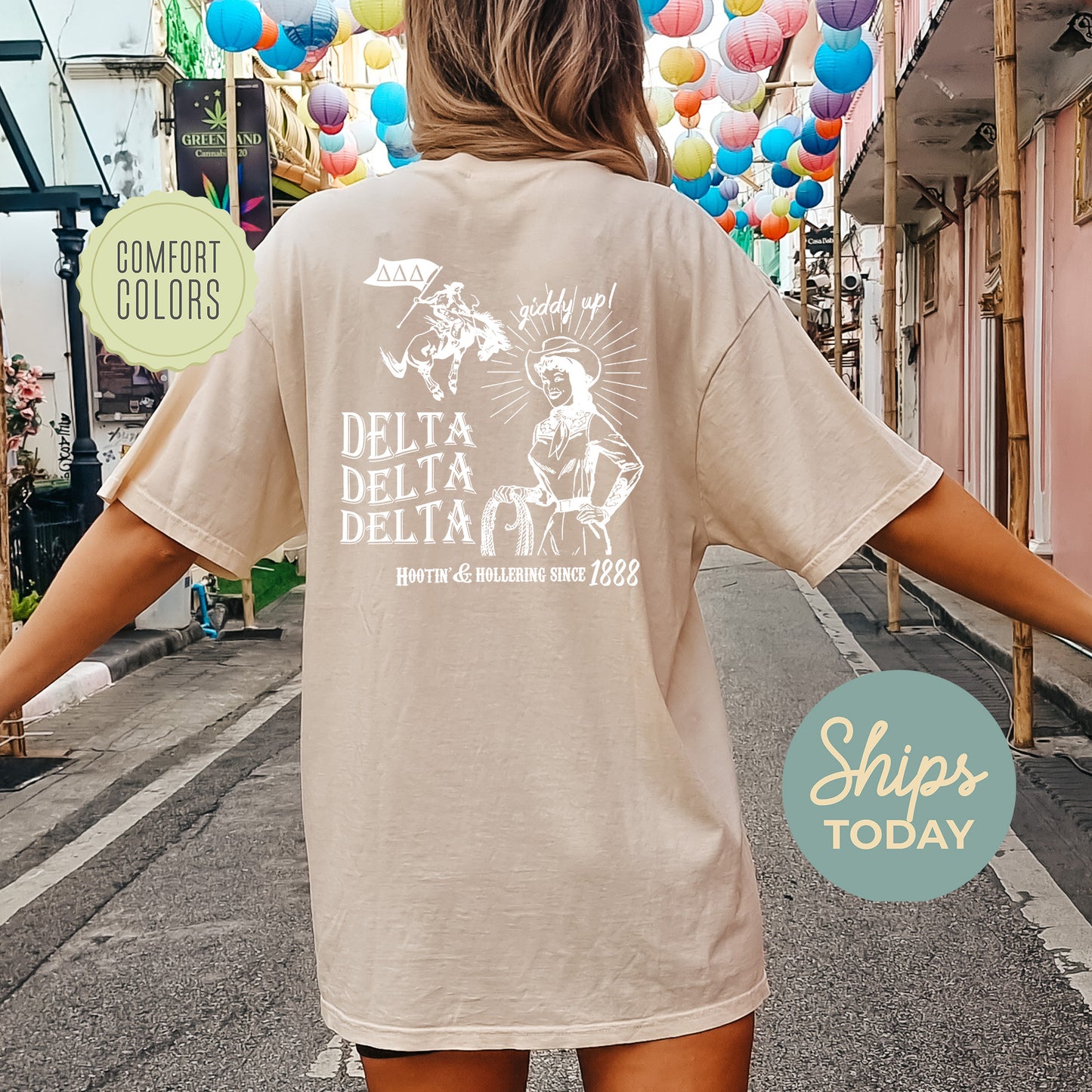 Delta Delta Delta Howdy Cowgirl Comfort Colors Sorority T-shirt _ 35369g