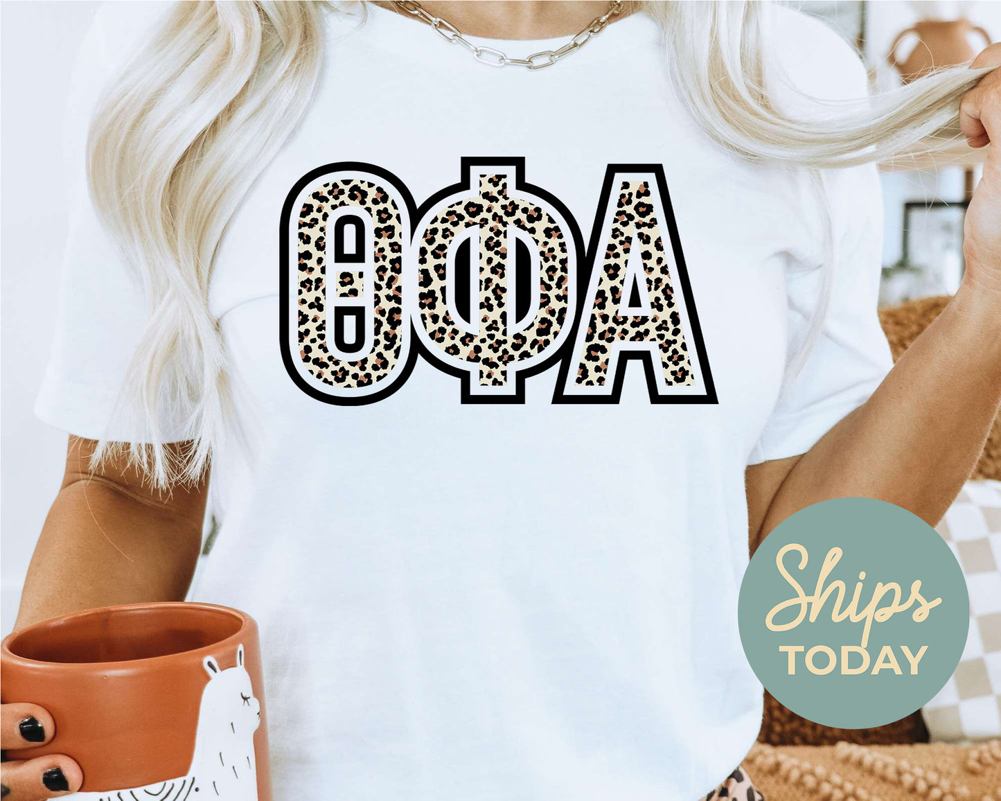 Theta Phi Alpha Safari Style Letters Sorority T-shirt _ 304559g