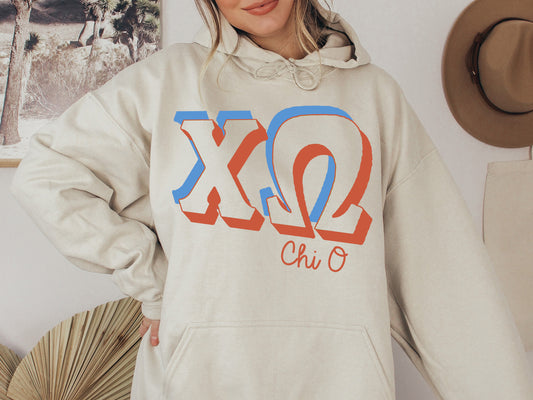 Chi Omega American Colored Sorority Hoodie _ 35g