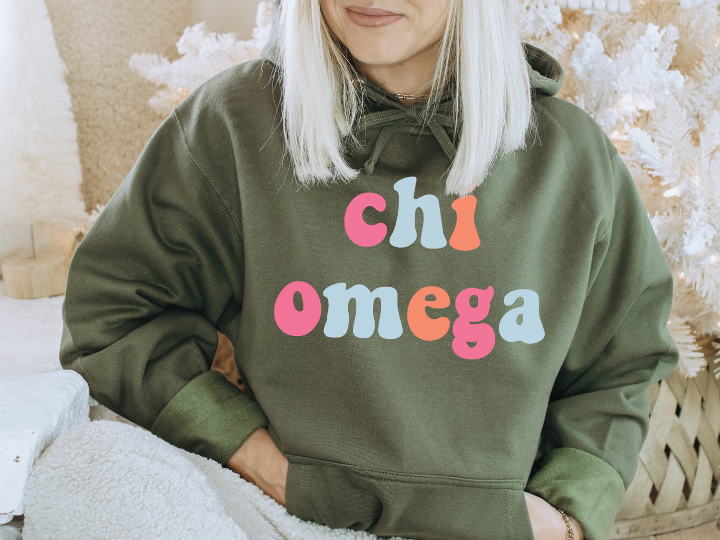 Chi Omega Vividly Vibrant Sorority Hoodie _ 3158g