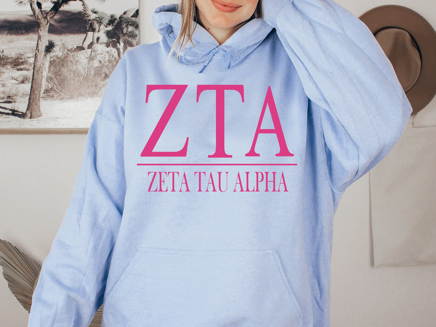 Zeta Tau Alpha Loud Letters Sorority Hoodie _ 491g