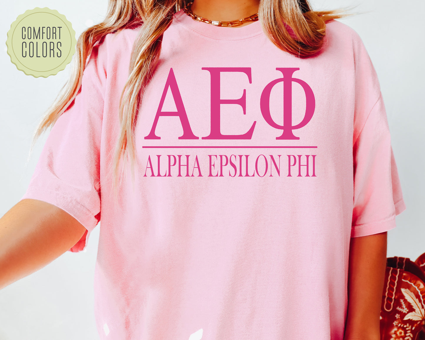 Alpha Epsilon Phi Loud Letters Comfort Colors Sorority T-shirt _ 468g