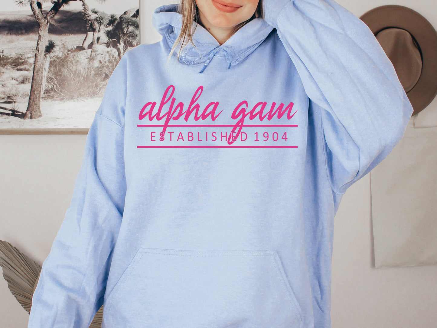 Alpha Gamma Delta All Pink Sorority Hoodie _ 755g