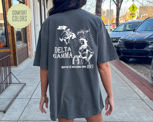 Delta Gamma Howdy Cowgirl Comfort Colors Sorority T-shirt _ 35370g