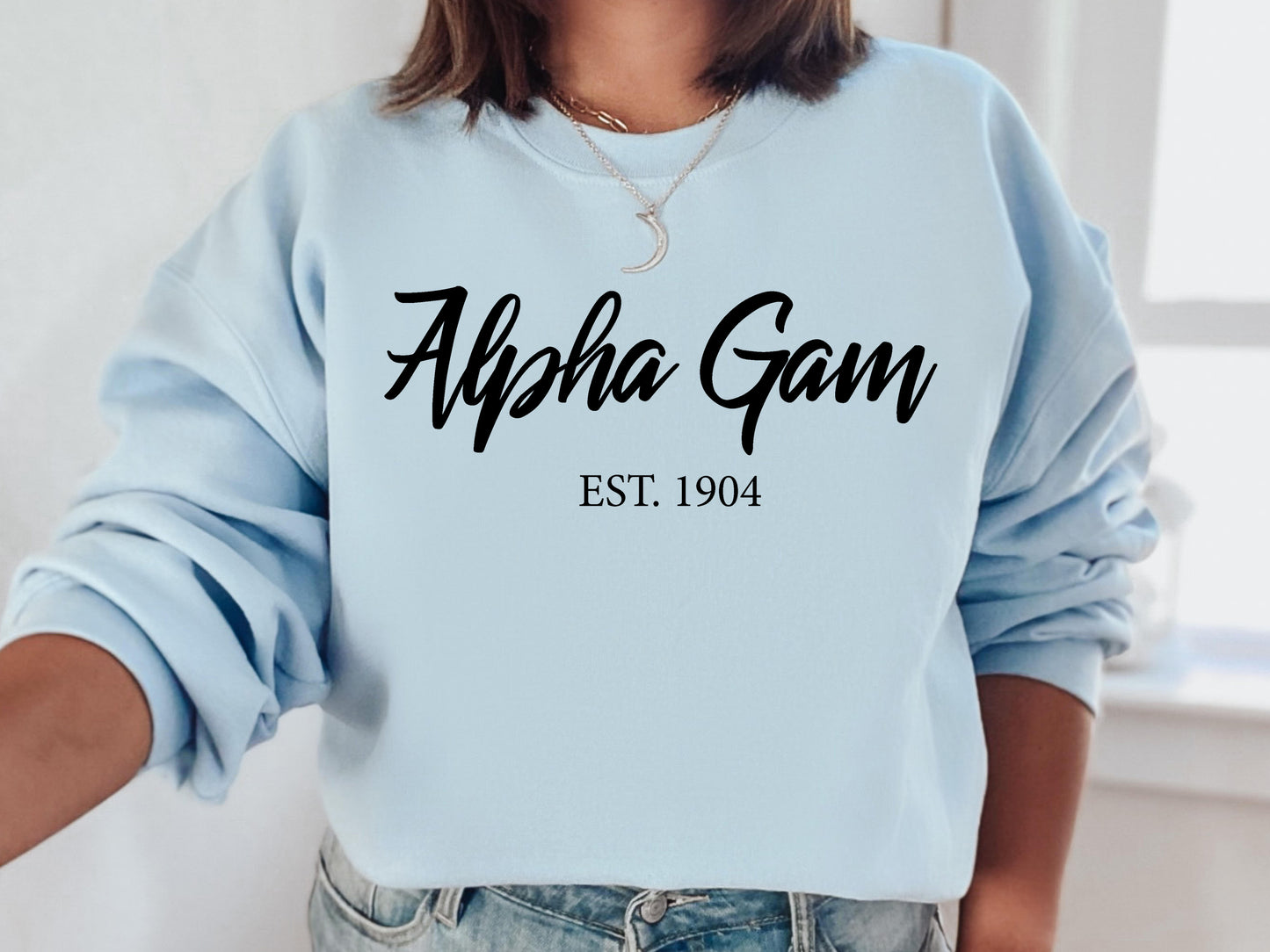Alpha Gamma Delta Black Flowy Sorority Sweatshirt _ 80g