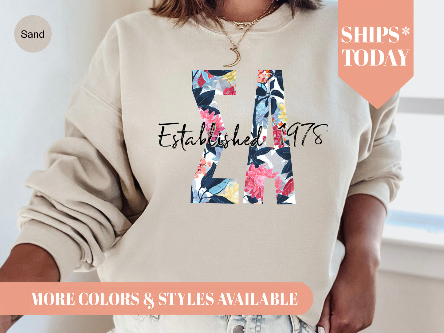 Sigma Alpha Floral Block Sorority Sweatshirt _ 3519g